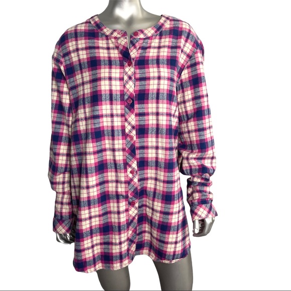 Blair Tops Blair Pink Plaid Flannel Button Down Shirtsize 2xl